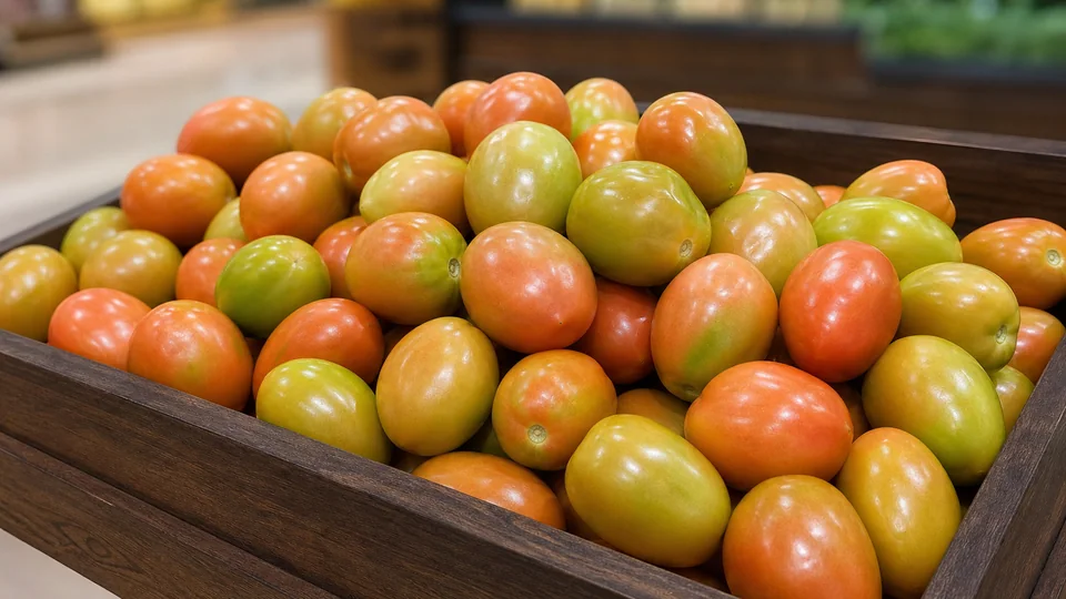 Exposição comercial de Tomate Italiano